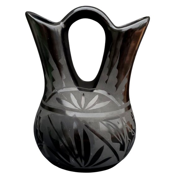 Marvin Blackmore Other - Signed Marvin Blackmore Pottery Navajo Wedding Vase Black on Black 8" Double
